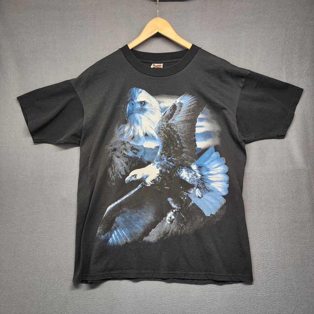 Bald Eagle Graphic T Shirt Mens XL Black American Bird Animal Nature Tee